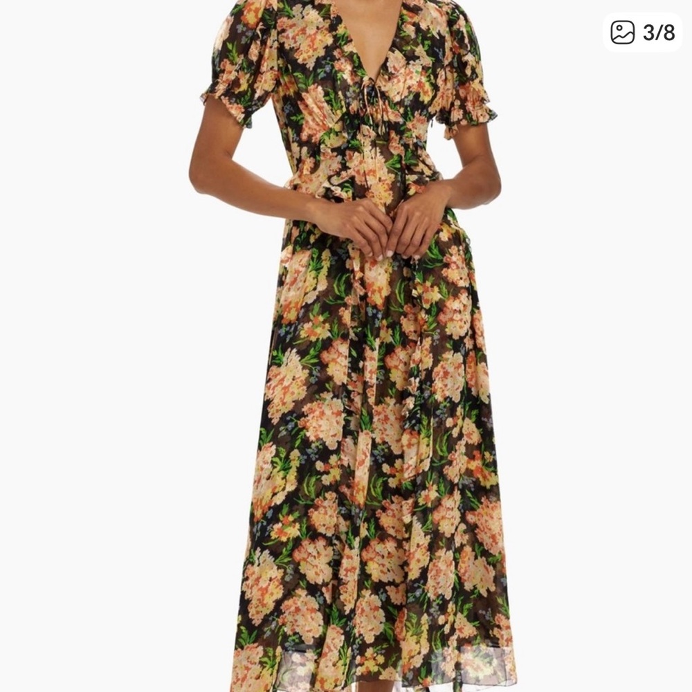 Doen Floral Silk Georgette Dress, 6